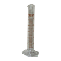 Lincon Measuring Cylinder with Hex Base and Spout, Tall Form, Class A, 10mL, 16 x 150(H) mm, Amber Stain Grad, Boro Glass, 1/Box Each