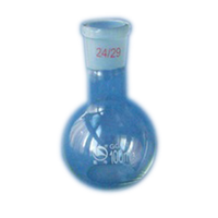 Omsons Flat-Bottom Spherical/Boiling Flask, 100mL, Socket Joint 24/29, Single Short or Medium Neck, Boro Glass, Clear, Germany, Each Each