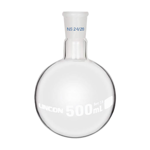 Glassco Flat-Bottom Spherical/Boiling Flask, 500ml, Socket Joint 24/29, Single Medium Neck, Borosilicate Glass, Clear, Each Each