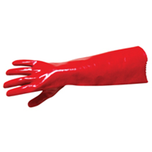 Livingstone Polyvinyl Chloride (PVC) Gauntlet Gloves, Single Dipped, Long Cuff, 45cm, Red, 30 Pairs/Carton Carton
