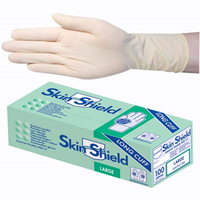 Out of Date, Skin Shield Latex Exam Gloves, Powder Free,Cuff 30cm, 8.5-9.0, Large, Cream, 100/BX, Price Discounted, While Stocks last