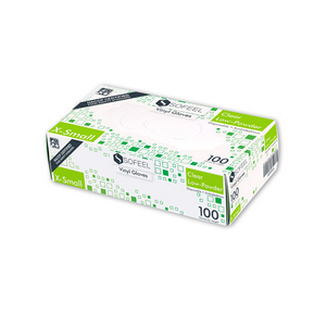 Sofeel Vinyl Gloves, Recyclable, 5.0g, Low Powder, Large, Blue, HACCP Grade, 100/Box Box