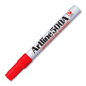 Artline 500A Whiteboard Marker, Bullet Point, 2mm, Red, 12/Box Box