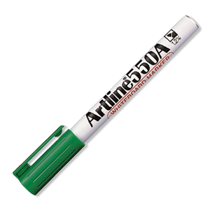 Artline 550A Whiteboard Marker, Bullet Point, 1.2 mm, Green, Each Each