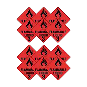 Bronson Flammable Liquid 3 Sign, Self Adhesive, Vinyl, 50mm x 50mm, 12 Pieces/Pack Pack