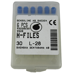 Livingstone H-Files, 28mm, No. 100, Stainless Steel, Colour-Coded, 6/Pack