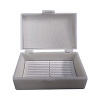 IEC Microscope Slides Plastic Case, Holds 15 Slides, 80 x 55mm, Hinged, White, Each