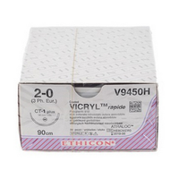 V9450H VICRYL RAPIDE® Absorbable Sutures, Undyed, Size: 2-0, Length: 90cm (Thread) 36mm (Needle), CT-1, 36/Box Box