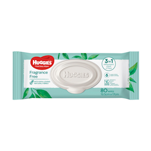 Huggies Baby Wipes, 19.5 x 17cm, Unscented, Refill, 80 Wipes/Pack, 4 Packs/Carton Carton