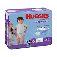 Huggies Ultra-Dry Nappy Pants,Size 6, 15kg, Toddler,Boy, 24 Pieces/Pack