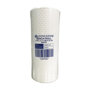 Livingstone Bench Roll, 4-Ply, 41.5cm x 91m, with Recyclable Polyethylene Plastic Lining, White, 2 Rolls or 182 Metres/Carton Carton