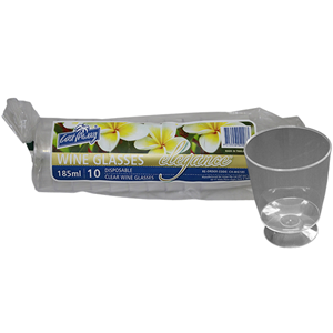 Castaway Plastic Wine Glass, 185ml, Clear, 10/Pack, 250/Carton Carton