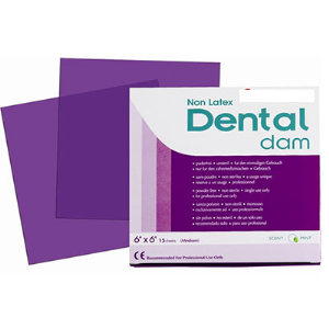 Ideal Rubber Dam 6x6 in Purple, Non-Latex, Box only, Each