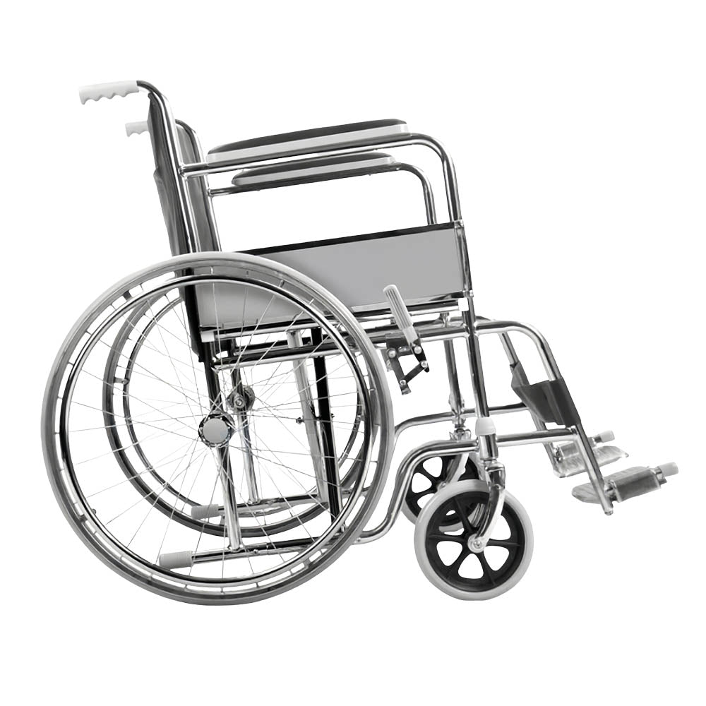 Livingstone Folding Manual Wheelchair, 24" Rear Wheels, Chrome Steel Frame, 46Cm Wide Seat, 100kg, Each