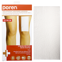 Poren Non-Adherent Absorbent Dressing, 10 x 20cm, Sterile, 5/Pack Pack