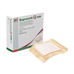 Suprasorb P Foam Self-Adhesive Wound Dressing, Sterile, 7.5 x 7.5cm, 10/Pack Pack