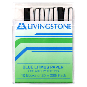 Livingstone Litmus Biodegradable Paper Blue for Acidity Testing, 10 Books of 20 Tests, 200 Tests/Pack Pack