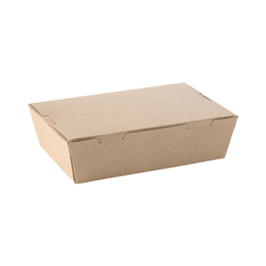 Detpak Cardboard Lunch Box, 150 x 100 x 45mm, Poly-Lined with Preformed Lid, Leakproof, Small, Brown, 200 Pieces/Carton Carton