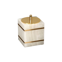 Marble Cotton Swab Box, 8(L) x 8(W) x 9(H) cm, Square, White Gold, Each