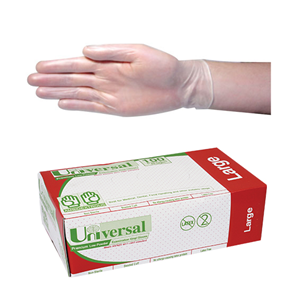 Out of Date BIG DISCOUNT Universal Vinyl Exam Gloves Low powder HACCP Recycl 6.5g Large Clear 100/Box As NEW Condition Whilst Stock Last
