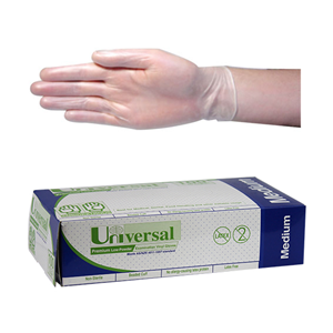 Universal Vinyl Gloves, Recyclable, 5.5g, Low Powder, Large, Blue, HACCP Grade, 100/Box Box