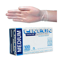 Out of Date Lincon Vinyl Exam Gloves, 6.0g, Recyclable, ASTM, Powder Free, TGA 304988, Medium, Clear, 100 Pieces/Box, Limited Stock