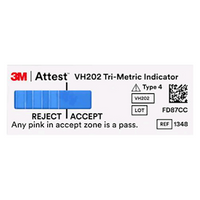 3M Attest Vaporised Hydrogen Peroxide Tri-Metric Chemical Indicator, 5.1(L) x 1.9(W) cm, Without Extender, 250 Pieces/Pouch, 4 Pouches/Case Case