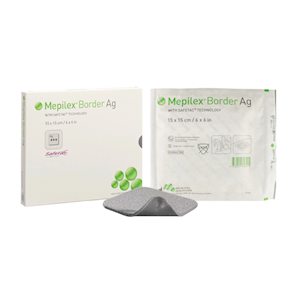 Out of Date, Mepilex Ag Border Antimicrobial Foam Dressing, 15 x 15cm, 5/BX,Unopened Condition, Price Discounted, While Stocks last