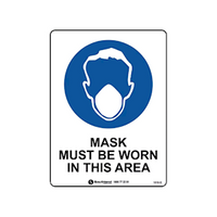 Southland Printed Sign, "Mask Must Be Worn in This Area", 450 x 300mm, Metal, Each Each