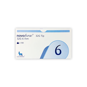 Novofine Disposable Needles for Insulin Pens, 32G x 6mm, 100 Pieces/Box Box