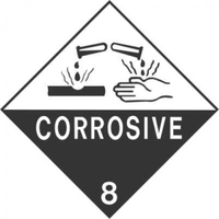 STICKERS, "CORROSIVE 8", 20X20MM, 250/ROLL Roll