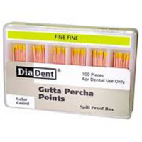 Diadent Absorbent Paper Points, Size No. F, Fine, Biodegradable, Sterile, Red, 200/Pack Pack