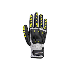 Portwest Anti Impact Cut Resistant Glove, A722, Large, Grey/Black, Non-Sterile, Pair