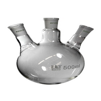 Flask, Round Bottom, 500ml, Three Neck, 24/29 Socket 19/26 Side Sockets, Borosilicate Glass, Australian, Each Each