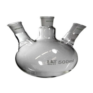Flask, Round Bottom, 500ml, Three Neck, 24/29 Socket 19/26 Side Sockets, Borosilicate Glass, Australian, Each Each