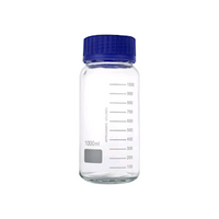 Livingstone Reagent Bottle, Clear, Wide Mouth, Glass, Blue GL80 Screw Cap, 1L, Each Each