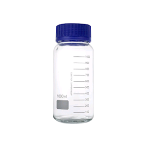 Livingstone Reagent Bottle, Clear, Wide Mouth, Glass, Blue GL80 Screw Cap, 1L, Each Each