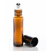 Livingstone Roller Ball Bottles, Amber, Glass, With Lid, 10 Pieces/Pack Pack
