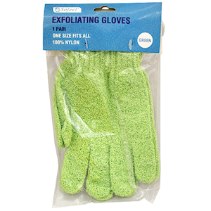 Sofeel Exfoliating Massage Gloves, Nylon, Blue, Fits All Sizes, 2/Pack Pair