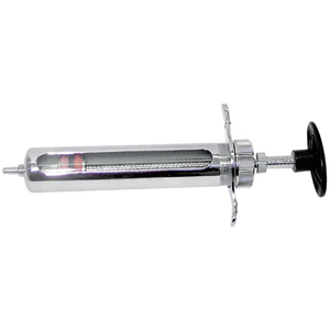 Veterinary Metal Syringe with Glass Barrel, Luer Slip Nozzle, 20ml Each