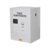 Justrite Safety Storage Cabinets for Toxic Substances, 30 Litres, 800 x 595 x 465mm, 2 Shelves, 1 Door, White, Each Each