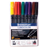 Staedtler Lumocolour Pens, 0.6mm, Fine Point, Assorted Colours, 8 Pens/Pack Pack