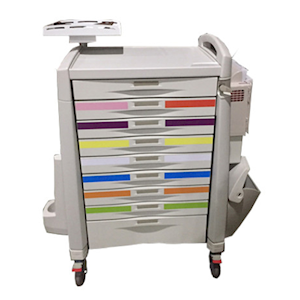 Tribute Paediatric Cart, S11, Integrated Handle, Large Castors, Smooth Opening Drawer, Choice of lock, Durable, Colour Coded Drawers, Each Each