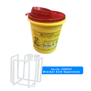Liv Needles Sharps Waste Collector, 1.4 Litres, with Clip Lid and Finger Guard,Round, Recyclable Plastic, Yellow, Fits Bracket DSSBTW2 Ea