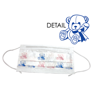 Tecnol Face Mask, Non-Therapeutic Use, Adult Size with Teddy Bear Design, 3 Ply, Earloop, PFE 0.1 micron at 97.7pct., Made in USA 50/Box Box