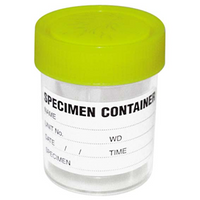 Specimen Sample Container, Urine Jar, 60-70ml, EO Sterile, w/Yellow Cap, Labelled, Recyclable PS, Individually Wrapped, 500/Carton Carton