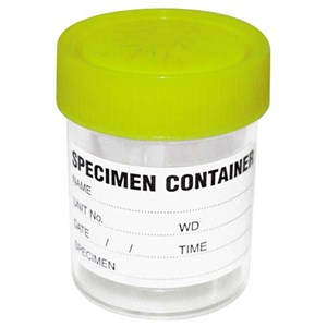 Specimen Sample Container, Urine Jar, 60-70ml, EO Sterile, w/Yellow Cap, Labelled, Recyclable PS, Individually Wrapped, 500/Carton Carton