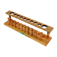 Livingstone Test Tube Rack Stand, Biodegradable Wood, 8 x 22mm and 2 x 32mm Test Tube Diameter, 10 Holes with 10 Pegs, Each Each