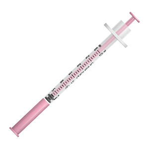 Terumo Unisharp Fixed Needle Syringe, 0.3mL, 31G x 8mm, with Pink Plunger, Each Each
